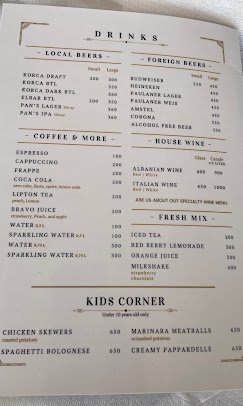 menu Marini Restaurant Saranda albania